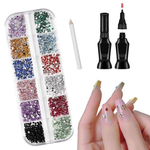 Nägel Strasssteine Set, Nail Art Charms Nagelkunst Glitzersteine mit Wachsstift Rhinestone Nail Glue Gel with Brush & Pen Tip 10ml Gel Nagelkleber für Gesicht Nageldesign/Bekleidung DIY Nägel Strasssteine Set, Nail Art Charms Nagelkunst Glitzersteine mit Wachsstift Rhinestone Nail Glue Gel with Brush & Pen Tip 10ml Gel Nagelkleber für Gesicht Nageldesign/Bekleidung DIY von Kaslaider
