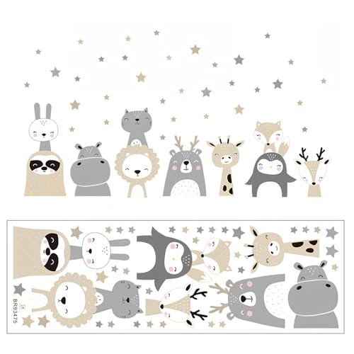Safari Dschungel Tiere Wandtattoo, Nordisches Tier Wandsticker Boho Kinderzimmer JungeWandtattoo, Wald TierWandsticker Wandaufkleber für Kinder Babyzimmer Wohnzimmer Schlafzimmer Wanddekoration von Kaslaider