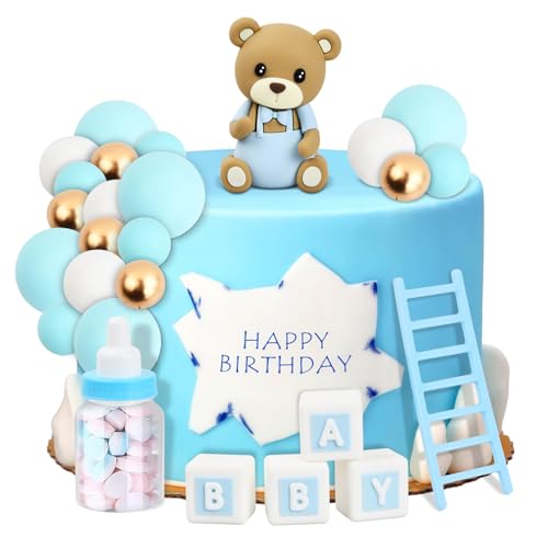 Tortendeko für Mädchen und Baby Babyparty Kuchen Deko, mit Blau Kleiner Bär Puppen und DIY Kuchentopper Kugeln, Ideal für Baby Junge Mädchen Geburtstag Party Deko Tortendeko für Mädchen und Baby Babyparty Kuchen Deko, mit Blau Kleiner Bär Puppen und DIY Kuchentopper Kugeln, Ideal für Baby Junge Mädchen Geburtstag Party Deko von Kaslaider