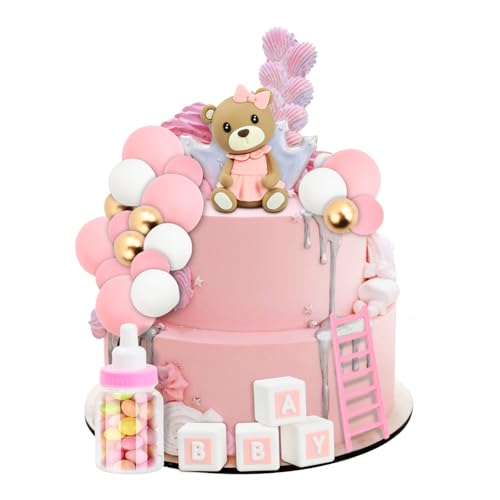 Tortendeko für Mädchen und Baby Babyparty Kuchen Deko, mit Rosa Kleiner Bär Puppen und DIY Kuchentopper Kugeln, Ideal für Baby Junge Mädchen Geburtstag Party Deko Tortendeko für Mädchen und Baby Babyparty Kuchen Deko, mit Rosa Kleiner Bär Puppen und DIY Kuchentopper Kugeln, Ideal für Baby Junge Mädchen Geburtstag Party Deko von Kaslaider