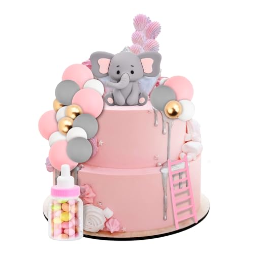 Tortendeko für Mädchen und Baby Babyparty Kuchen Deko, mit Rosa Kleiner Elefant Puppen und DIY Kuchentopper Kugeln, Ideal für Baby Junge Mädchen Geburtstag Party Deko Tortendeko für Mädchen und Baby Babyparty Kuchen Deko, mit Rosa Kleiner Elefant Puppen und DIY Kuchentopper Kugeln, Ideal für Baby Junge Mädchen Geburtstag Party Deko von Kaslaider