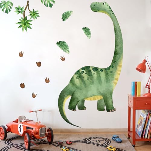 Wandtattoo Dinosaurier 3D Effekt Wandsticker, 3pcs Groß Dino Grünes Blatt Aquarell Wandaufkleber Dschungel Tiere Palmen Wanddeko Sticker, Kleinkinder Schlafzimmer Spielzimmer Klassenzimmer Wandtattoo Dinosaurier 3D Effekt Wandsticker, 3pcs Groß Dino Grünes Blatt Aquarell Wandaufkleber Dschungel Tiere Palmen Wanddeko Sticker, Kleinkinder Schlafzimmer Spielzimmer Klassenzimmer von Kaslaider