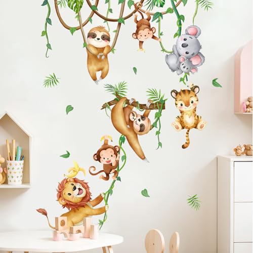 Wandtattoo Dschungel Tiere Baum Zweig, Safari Tiere Wandtattoo, Wandtattoo Dschungel Tiere Wandsticker, Kinderzimmer Tierische Wandaufkleber, Tiere Affen Koala Wandsticker für Kinderzimmer Babyzimmer Wandtattoo Dschungel Tiere Baum Zweig, Safari Tiere Wandtattoo, Wandtattoo Dschungel Tiere Wandsticker, Kinderzimmer Tierische Wandaufkleber, Tiere Affen Koala Wandsticker für Kinderzimmer Babyzimmer von Kaslaider