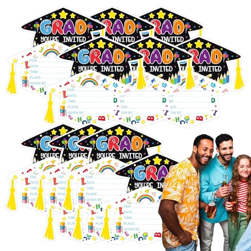 Kasmole Abschlussparty Einladungskarten 2025,24X Einladungskarten Zur Abschlusszeremonie | Hutmotiv Grußkarten Mit Ankündigungskarten Für Vorschulkinder Kasmole Abschlussparty Einladungskarten 2025,24X Einladungskarten Zur Abschlusszeremonie | Hutmotiv Grußkarten Mit Ankündigungskarten Für Vorschulkinder von Kasmole