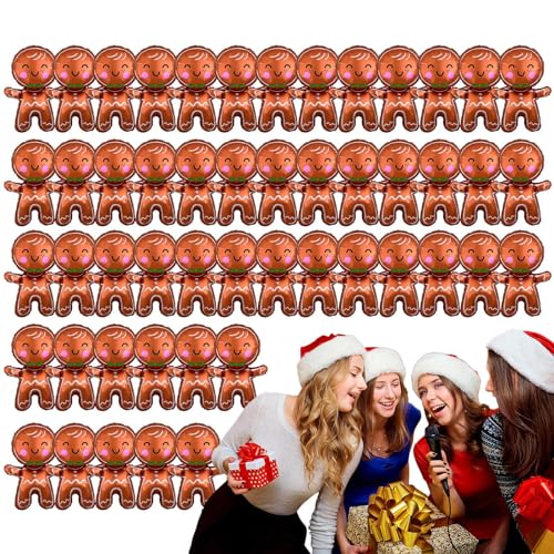 Kasmole Lebkuchenballons,50 Stück Feiertags-Lebkuchenhaus-Ballon mit rosa Wangen | Saisonale Dekoration für Weihnachtsfeiern, Familienfeiern von Kasmole