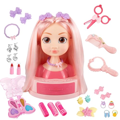 Mädchen Friseursalon Spielzeug | Puppenkopf Styling-Set mit Schmink-Kosmetik - Styling Spielzeug Set Mit Ohrsteckern Lockenstab Haarspangen Mädchen Friseursalon Spielzeug | Puppenkopf Styling-Set mit Schmink-Kosmetik - Styling Spielzeug Set Mit Ohrsteckern Lockenstab Haarspangen von Kasmole