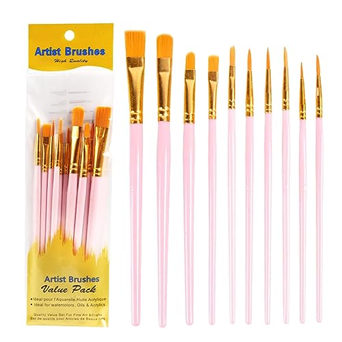 Pinsel für Acrylfarbe, 10 Pinsel für Künstlermalerei, glatt, flexibel, für Acryl-, Aquarell- und Ölfarben von Kasmole
