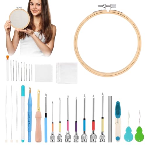 Starter-Set Nadelpunch für Anfänger,Verstellbare Stickwerkzeuge | Ergonomisches Sticknadel Set für Wolle, Teppiche, Kissen, Mützen, Handtücher Starter-Set Nadelpunch für Anfänger,Verstellbare Stickwerkzeuge | Ergonomisches Sticknadel Set für Wolle, Teppiche, Kissen, Mützen, Handtücher von Kasmole