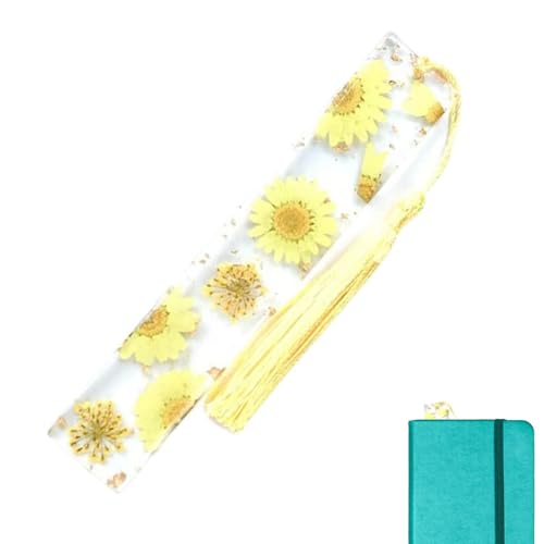 Trockenblumen-Lesezeichen – Lesezeichen aus Epoxidharz, Gänseblümchen, transparent, mit Quaste, kreative Lesezeichen für Frauen, Lehrer und Studenten, Zubehör Trockenblumen-Lesezeichen – Lesezeichen aus Epoxidharz, Gänseblümchen, transparent, mit Quaste, kreative Lesezeichen für Frauen, Lehrer und Studenten, Zubehör von Kasmole