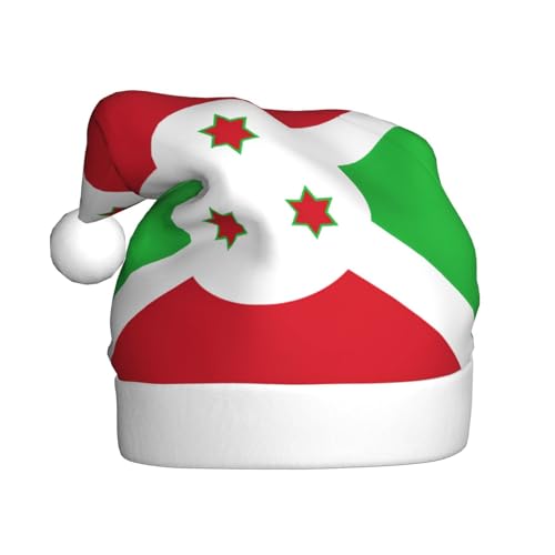 Weihnachtsmütze – Lustige Flagge von Burundi, Plüsch-Weihnachtsmütze, Urlaubsmütze, festliche Party-Kappe für Neujahrsfeiern von Kastiong
