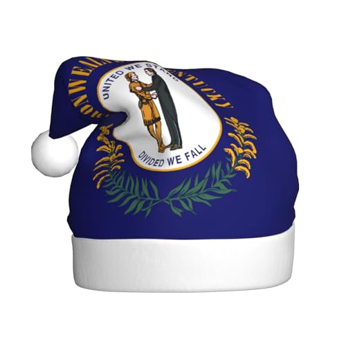 Weihnachtsmütze – Lustige Kentucky State Flag Plüsch Xmas Santa Hat, Holiday Beanie, Festliche Party Cap für Neujahrsfeiern von Kastiong