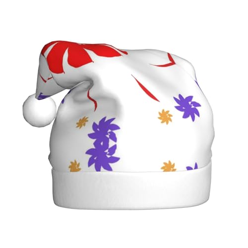 Weihnachtsmütze – lustige achtfach drehbare Blumen-Plüsch-Weihnachtsmütze, Urlaubsmütze, festliche Party-Kappe für Neujahrsfeiern von Kastiong