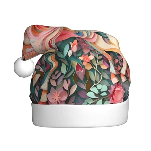 Weihnachtsmütze – lustige rosa Papierschnitt-Einhorn-Plüsch-Weihnachtsmütze, Urlaubsmütze, festliche Party-Kappe für Neujahrsfeiern von Kastiong
