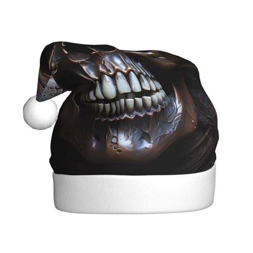 Weihnachtsmütze – lustiger, kupferfarbener Totenkopf-Plüsch, Weihnachtsmannmütze, Urlaubsmütze, festliche Party-Kappe für Neujahrsfeiern von Kastiong