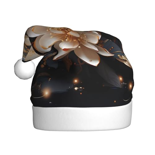 Weihnachtsmütze – lustiger böhmischer goldener Lotus-Plüsch-Weihnachtsmannmütze, Urlaubsmütze, festliche Party-Kappe für Neujahrsfeiern von Kastiong