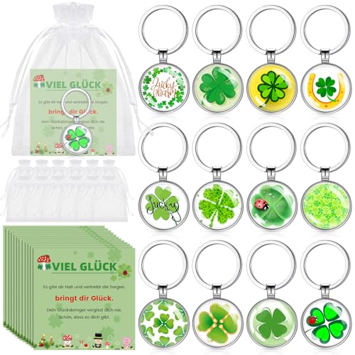 Kasyat 12 Sets Glücksbringer inklusive 12 Glück Schlüsselanhänger mit Kleeblatt Hufeisen 12 Viel Glück Karten 12 Organzasäckchen Glücksgeschenk für Abschied Danke Weihnachten Silvester Kasyat 12 Sets Glücksbringer inklusive 12 Glück Schlüsselanhänger mit Kleeblatt Hufeisen 12 Viel Glück Karten 12 Organzasäckchen Glücksgeschenk für Abschied Danke Weihnachten Silvester von Kasyat
