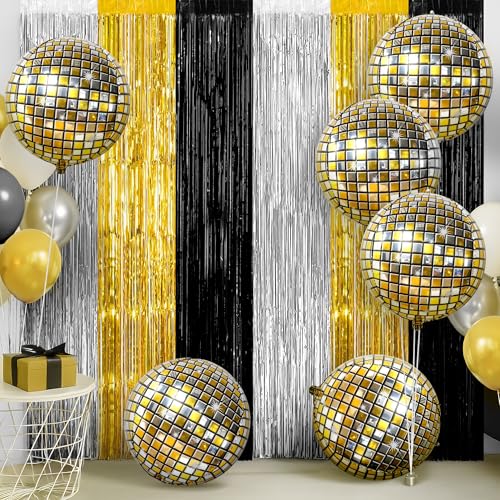 Gold, Schwarz und Silber Fransen mit Disco-Luftballons Gold, Schwarz und Silber Fransen mit Disco-Luftballons von KatchOn