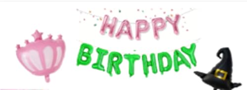 Halloween Thema Happy Birthday Ballon Banner mit Krone und Hut, 3 Stück - US Halloween Thema Happy Birthday Ballon Banner mit Krone und Hut, 3 Stück - US von KatchOn