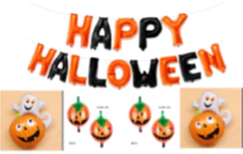 Happy Halloween Ballon Banner mit Geisterkürbissen 7 Stück - US Happy Halloween Ballon Banner mit Geisterkürbissen 7 Stück - US von KatchOn