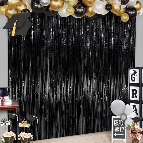 KatchOn, Halloween Lametta Vorhänge Schwarz - 2.5mx1m, 2 Stück, Folien-luftschlangen In Schwarz | Schwarzer Vorhang Halloween für Halloween Deko | Schwarzer Hintergrund, Halloween Geburtstagsdeko KatchOn, Halloween Lametta Vorhänge Schwarz - 2.5mx1m, 2 Stück, Folien-luftschlangen In Schwarz | Schwarzer Vorhang Halloween für Halloween Deko | Schwarzer Hintergrund, Halloween Geburtstagsdeko von KatchOn