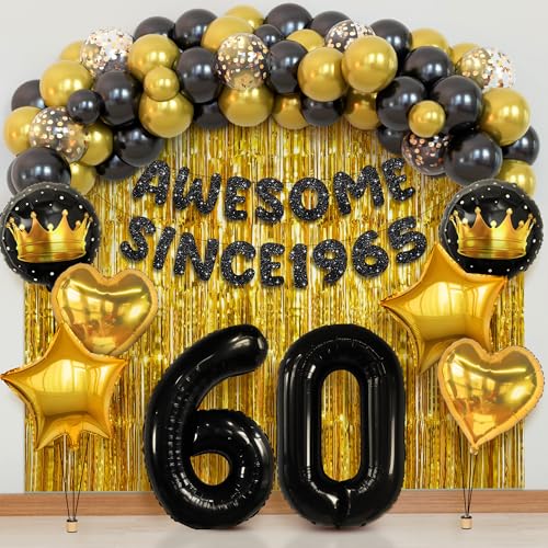 KatchOn, Happy Birthday Dekorationen Set - 50 Stück | Happy Birthday Banner Latex Ballons Bogen Kit Goldfolie Fransen Stern Rund Herz Folienballons | 60 Geburtstag Dekorationen für Männer Frauen von KatchOn