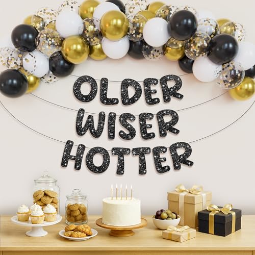 KatchOn, Older Wiser Hotter Geburtstag Dekorationen - 51 Stück | Schwarz Happy Birthday Dekorationen Banner, Ballonbogen Kit | Geburtstagsdekorationen für Männer Frauen | 60th 70th 50th Geburtstag KatchOn, Older Wiser Hotter Geburtstag Dekorationen - 51 Stück | Schwarz Happy Birthday Dekorationen Banner, Ballonbogen Kit | Geburtstagsdekorationen für Männer Frauen | 60th 70th 50th Geburtstag von KatchOn
