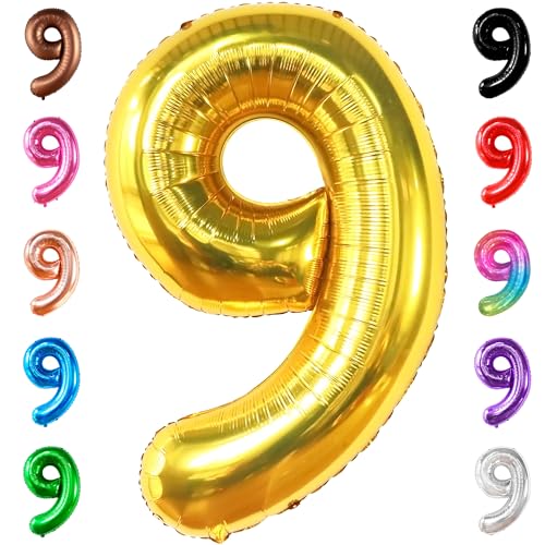 KatchOn, Riesenballon Nummer 9 in Gold – 40 Zoll | Goldballon | 9. Geburtstagsballon für 9. Geburtstagsdekorationen | 9 Luftballons für Geburtstagsparty-Dekorationen | 9-Zahlen-Ballon KatchOn, Riesenballon Nummer 9 in Gold – 40 Zoll | Goldballon | 9. Geburtstagsballon für 9. Geburtstagsdekorationen | 9 Luftballons für Geburtstagsparty-Dekorationen | 9-Zahlen-Ballon von KatchOn