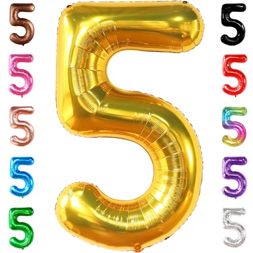 KatchOn, Riesige gold 5 Ballonzahl geburtstagsdeko – 100 CM | Goldballon Nummer 5, Ballon zum 5. Geburtstag | Fünf Ballon, Goldener 5 Ballon | 5. Geburtstagsballon zur Dekoration zum 5. Geburtstag KatchOn, Riesige gold 5 Ballonzahl geburtstagsdeko – 100 CM | Goldballon Nummer 5, Ballon zum 5. Geburtstag | Fünf Ballon, Goldener 5 Ballon | 5. Geburtstagsballon zur Dekoration zum 5. Geburtstag von KatchOn
