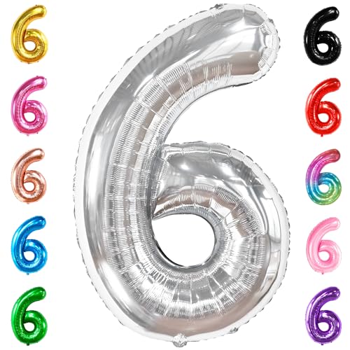KatchOn, Riesiger silberner Luftballon Nummer 6 – 40 Zoll | 6. Geburtstagsballon für Dekorationen zum 6. Geburtstag | 6 Luftballons zum Geburtstag | Sechs Ballonzahlen | 6-Jähriger Ballon für 6-Jähr KatchOn, Riesiger silberner Luftballon Nummer 6 – 40 Zoll | 6. Geburtstagsballon für Dekorationen zum 6. Geburtstag | 6 Luftballons zum Geburtstag | Sechs Ballonzahlen | 6-Jähriger Ballon für 6-Jähr von KatchOn
