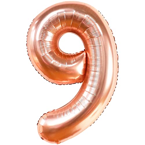 KatchOn, Roségoldener Luftballon Nummer 9 – 40 Zoll | Folien-Geburtstagsballons Nummer 9 für Mädchen | Roségoldener 9-Ballon für Partydekorationen für Mädchen zum 9. Geburtstag | Roségoldene Dekorat KatchOn, Roségoldener Luftballon Nummer 9 – 40 Zoll | Folien-Geburtstagsballons Nummer 9 für Mädchen | Roségoldener 9-Ballon für Partydekorationen für Mädchen zum 9. Geburtstag | Roségoldene Dekorat von KatchOn