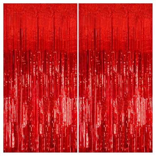 KatchOn, XtraLarge rote Luftschlangen, Party-Dekorationen, 90 x 200 cm, 2 Stück, roter Weihnachtshintergrund für Weihnachtsdekorationen, glänzender roter Fransenhintergrund, roter Hintergrund für rote KatchOn, XtraLarge rote Luftschlangen, Party-Dekorationen, 90 x 200 cm, 2 Stück, roter Weihnachtshintergrund für Weihnachtsdekorationen, glänzender roter Fransenhintergrund, roter Hintergrund für rote von KatchOn