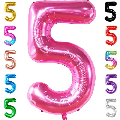 KatchOn, riesiger pinkfarbener 5er-Ballon mit der Zahl – 40 Zoll | Ballon mit der Zahl 5 als Dekoration für den 5. Geburtstag eines Mädchens | 5 Jahre alter Ballon für pinkfarbene Partydekorationen KatchOn, riesiger pinkfarbener 5er-Ballon mit der Zahl – 40 Zoll | Ballon mit der Zahl 5 als Dekoration für den 5. Geburtstag eines Mädchens | 5 Jahre alter Ballon für pinkfarbene Partydekorationen von KatchOn
