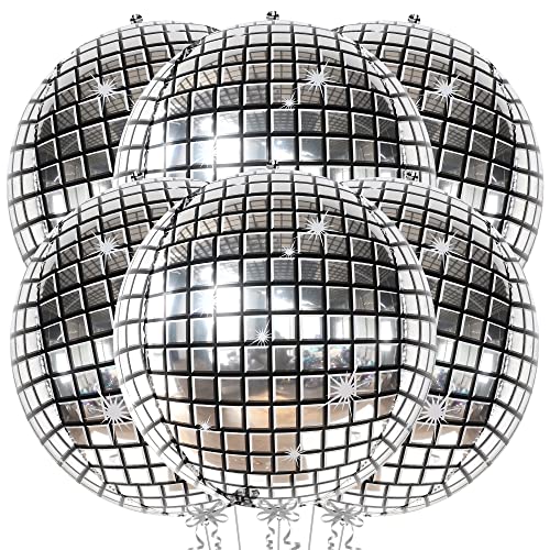 Silberne DiscokugelLuftballons, Dekorationen – Packung mit 6 Stück, 70er Jahre Junggesellinnenabschied Dekorationen | Silber 55,9 cm 360 Grad 4DKugel Metallic Disco Luftballons | Disco Silberne DiscokugelLuftballons, Dekorationen – Packung mit 6 Stück, 70er Jahre Junggesellinnenabschied Dekorationen | Silber 55,9 cm 360 Grad 4DKugel Metallic Disco Luftballons | Disco von KatchOn