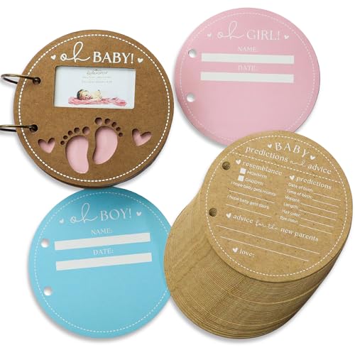 Kate Aspen 28655NA Baby Shower Prediction Advice Card Keepsake Book Circle Shape Babyparty-Spiel/Aktivität, Papier, Kraft-Teddybär-Vorhersage-Karte Andenken von Kate Aspen