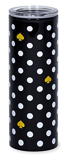 Kate Spade New York 16 Ounce Insulated Travel Mug, Black Double Wall Thermal Tumbler for Coffee/Tea, Polka Dots von Kate Spade New York