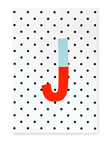 Kate Spade New York Initial Notizblock, Papierblock mit 100 leeren Blättern, 17,8 x 12,1 cm, kleiner Schreibblock für Schreibtischnotizen, J (Rot) von Kate Spade New York