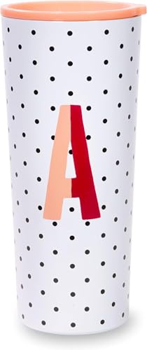 Kate Spade New York Insulated Stainless Steel Initial Tumbler, 24 Ounce Double Wall Travel Cup with Lid, A (Pink) von Kate Spade New York