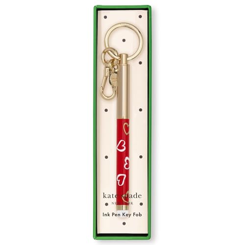 Kate Spade New York Metall-Tintenstift-Schlüsselanhänger, schwarze Tinte, Kugelschreiber, Schlüsselanhänger (Pinselstrich-Herzen) von Kate Spade New York