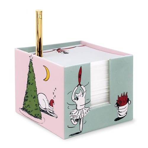 Kate Spade New York Notizwürfel mit 400 leeren Blättern und schwarzem Tintenstift, niedlicher Papierhalter für Schreibtisch, Urlaubsparty von Kate Spade New York