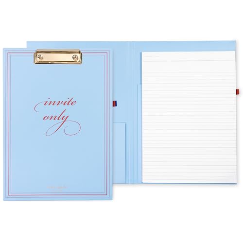 kate spade new york A4-Klemmbrett-Folie mit flachem Profil-Clip, professionelles Padfolio inklusive liniertem Notizblock, Stiftschlaufe und Tasche (nur Einladung) von Kate Spade New York