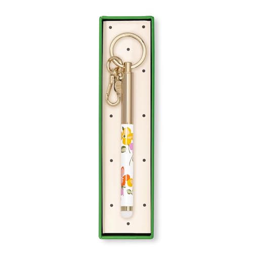 kate spade new york Metall-Tintenstift mit Stylus-Spitze, Kugelschreiber mit schwarzer Tinte, Schlüsselanhänger, Feder-Stiefmütterchen von Kate Spade New York