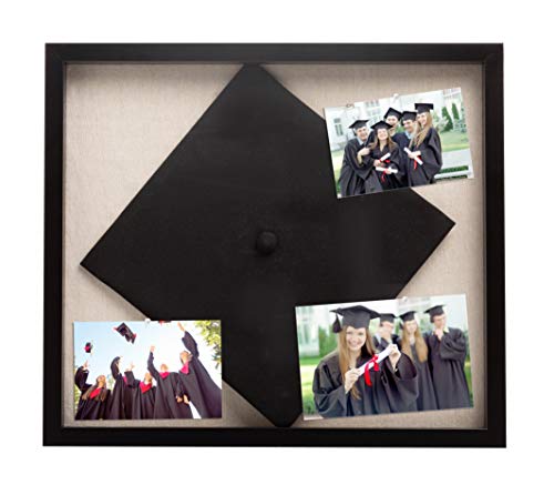 Kate & Milo Graduation Memories Shadow Box Wandrahmen, Andenken für Kappe, Quaste und Fotos, Dekoidee für Abschlussfeiern, Schwarz von Kate & Milo
