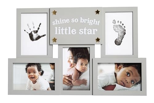 Kate & Milo Bilderrahmen für Handabdruck und Fußabdruck, Babyabdrücke, Collage, geschlechtsneutrale Dekoration für Neugeborene, Kinderzimmer, Baby-Bilderrahmen, Shine So Bright Little Star von Kate & Milo