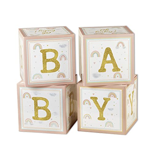 Kate Aspen Boho Regenbogen-Baby-Blockbox, Foto-Requisite, Dekoration & Kinderzimmer Dekor (Set mit 4 Zaubersprüchen, Baby) von Kate Aspen