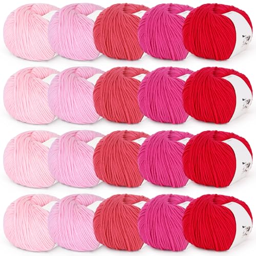 Katech 20 Knäuel Baumwollgarn zum Häkeln, Sportgewicht, 55 % Baumwolle, 45 % Acryl, Milch-Baumwollgarn-Set, Strick-/Häkel-Starter-Set (Farbe C) von Katech