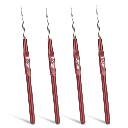 Katech 4 Stück Spitze Leichte Häkelnadel 0,6+0,8+1,0+1,25mm, Häkelnadel mit Kaffeebraun Griff, Häkelnadeln für Anfänger, Fein Sehr Filigrane Arbeiten Und Spitzen, Häkelnadel zum Häkeln und Stricken Katech 4 Stück Spitze Leichte Häkelnadel 0,6+0,8+1,0+1,25mm, Häkelnadel mit Kaffeebraun Griff, Häkelnadeln für Anfänger, Fein Sehr Filigrane Arbeiten Und Spitzen, Häkelnadel zum Häkeln und Stricken von Katech