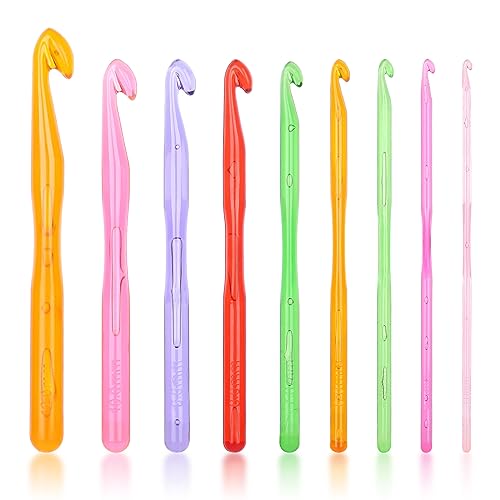 Katech 9 Stücke Häkelnadeln Set Erwachsen, Schicke und Bunte Kristall Kunststoff Häkelnadel Set, Häkelnadeln 3-12mm zum Häkeln Decke/Hut/Schal/Mittlere bis Große Häkelarbeit, Häkelnadel für Anfänger Katech 9 Stücke Häkelnadeln Set Erwachsen, Schicke und Bunte Kristall Kunststoff Häkelnadel Set, Häkelnadeln 3-12mm zum Häkeln Decke/Hut/Schal/Mittlere bis Große Häkelarbeit, Häkelnadel für Anfänger von Katech