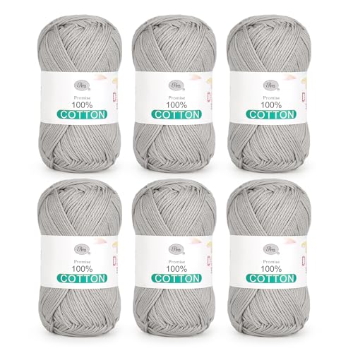 Katech Baumwollgarn zum Häkeln, Stricken (hellgrau) von Katech
