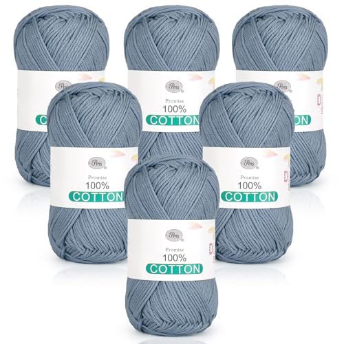 Katech Baumwollgarn zum Häkeln und Stricken (blaugrau) von Katech