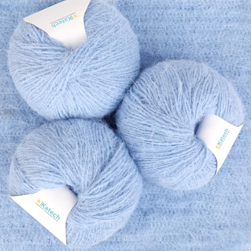 Katech CYC#4 Wollmischgarn zum Häkeln und Stricken, weiches Häkelgarn, 3 Knäuel (je 100 g/150 m), 35 % Wolle, 35 % Nylon, 30 % Acryl, ideal für Schals, Mützen, Pullover und Bastelarbeiten von Katech